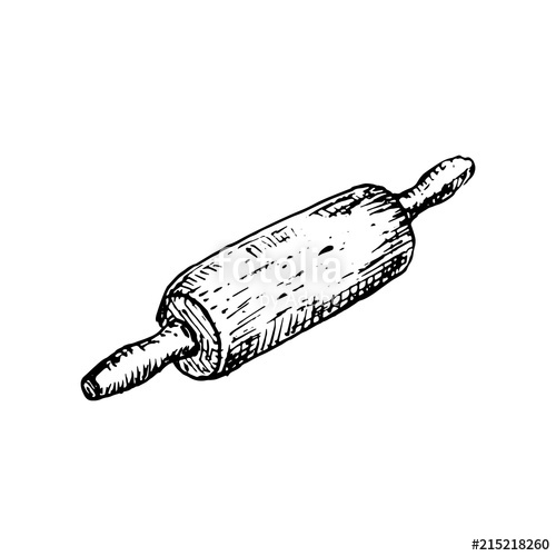500x500 Hand Drawn Rolling Pin Doodle Sketch Style Icon Decoration