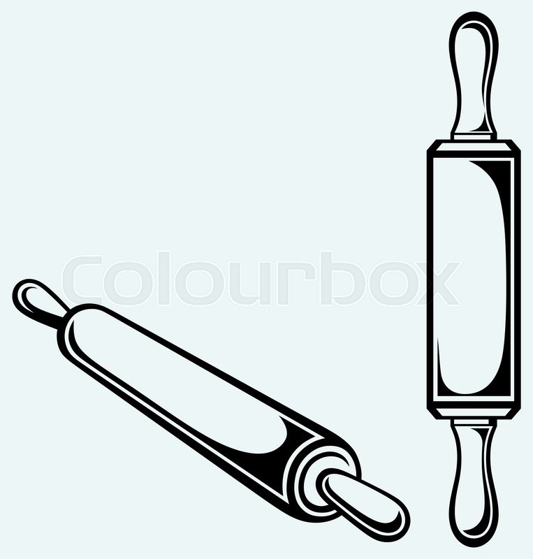 763x800 Wooden Rolling Pin Isolated On Blue Stock Vector Colourbox