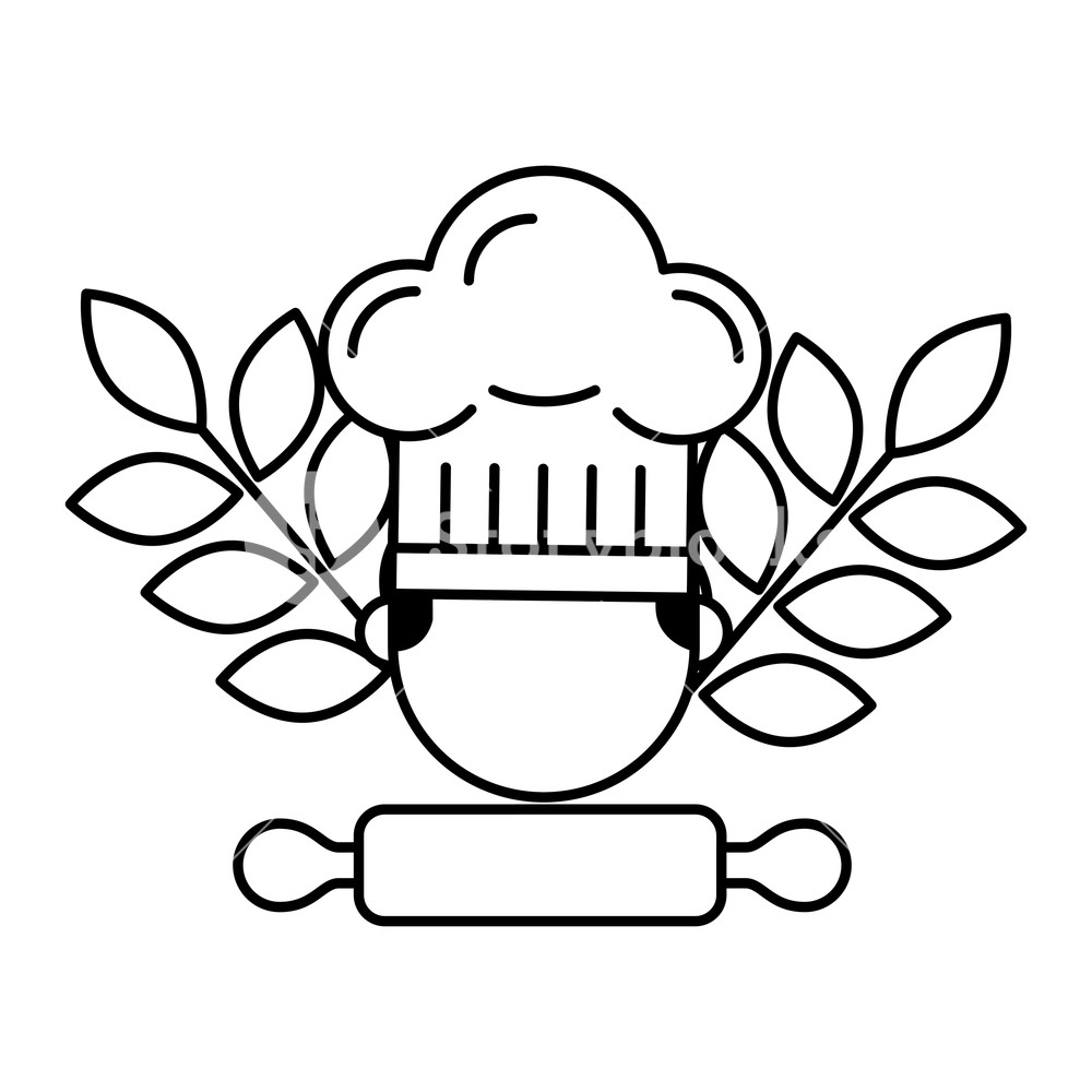 1000x1000 Chef Rolling Pin Bread Bakery Kitchen Vector Illustration Royalty