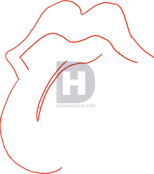505x570 How To Draw The Rolling Stones Lips And Tongue, Step