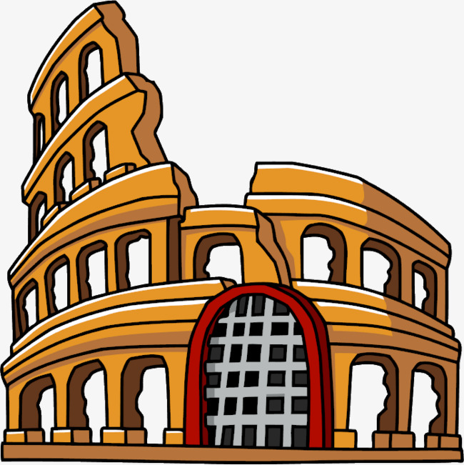 650x651 hand painted roman colosseum, roman clipart, hand painted, ancient