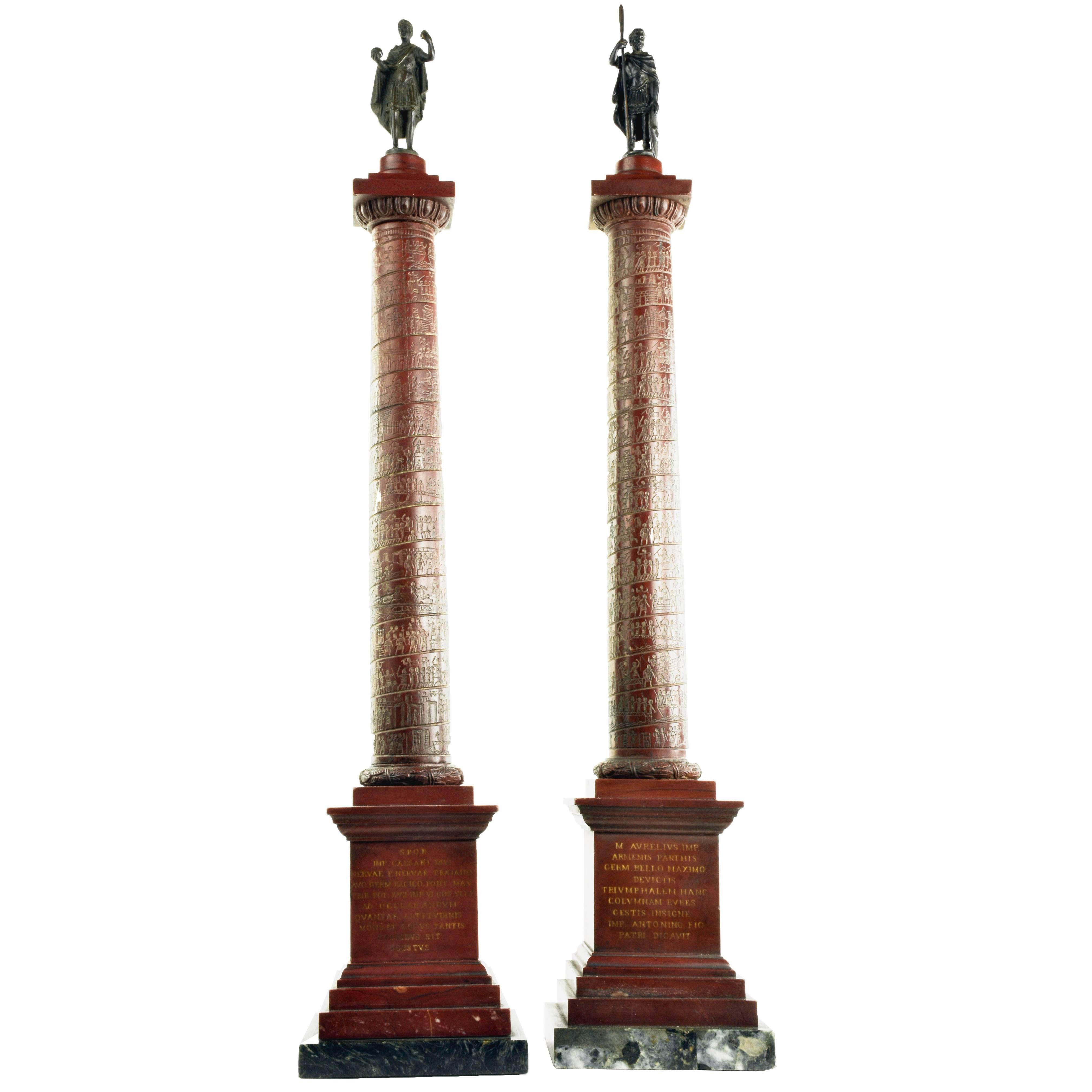 4036x4035 Pair Of Early Century Grand Tour Marble Models Of Roman