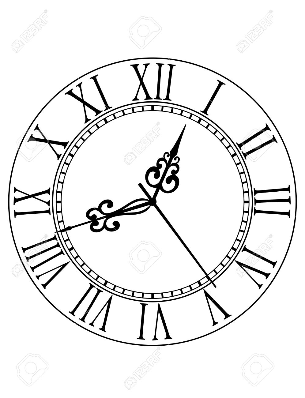 996x1300 Roman Numeral Clock Clipart