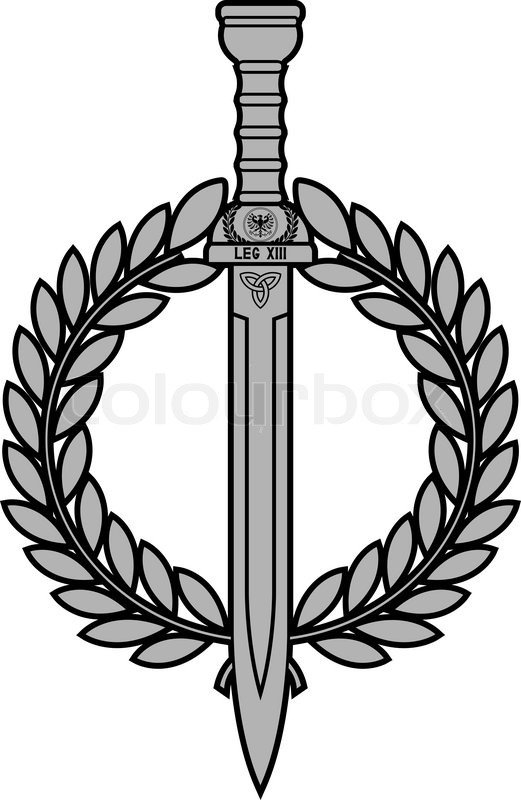 521x800 Roman Sword With Laurel Wreath Vector Stock Vector Colourbox