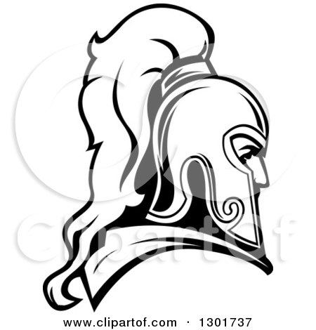 450x470 Clipart Of A Black And White Roman Warrior In A Helmet