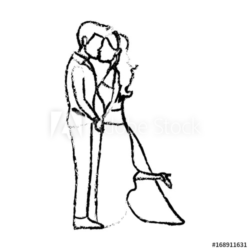 500x500 Romantic Couple Wedding Woman And Man Kissing Vector Illustration