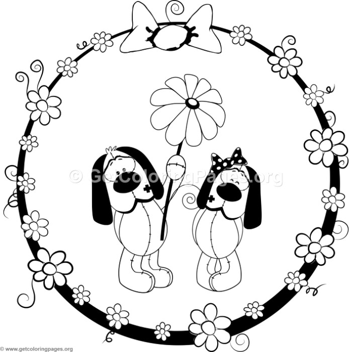700x700 Cartoon Animal Romantic Couple In Love Cute Dogs