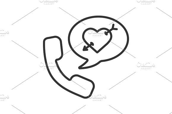 580x386 Romantic Phone Talk Linear Icon