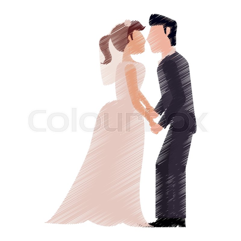 800x800 Drawing Couple Romantic Wedding Stock Vector Colourbox