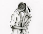 170x135 People Who Have Favourited Romantic Charcoal Drawing Giclee Print