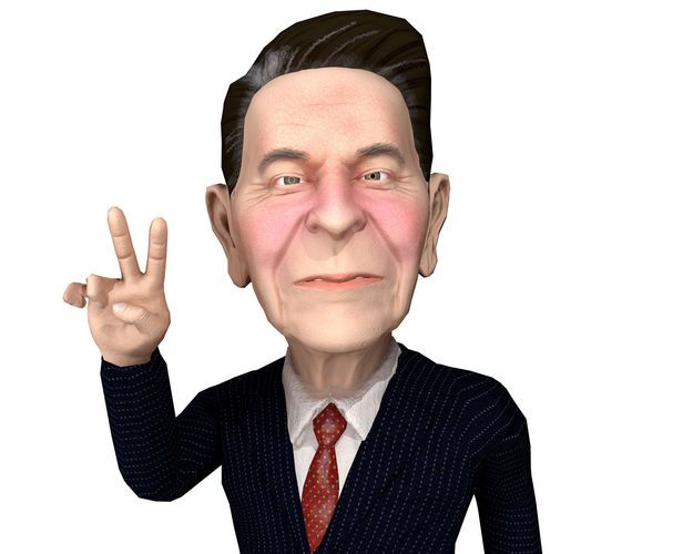 625x500 Ronald Raegan Caricature Rigged Animated Unity Mecanim Model