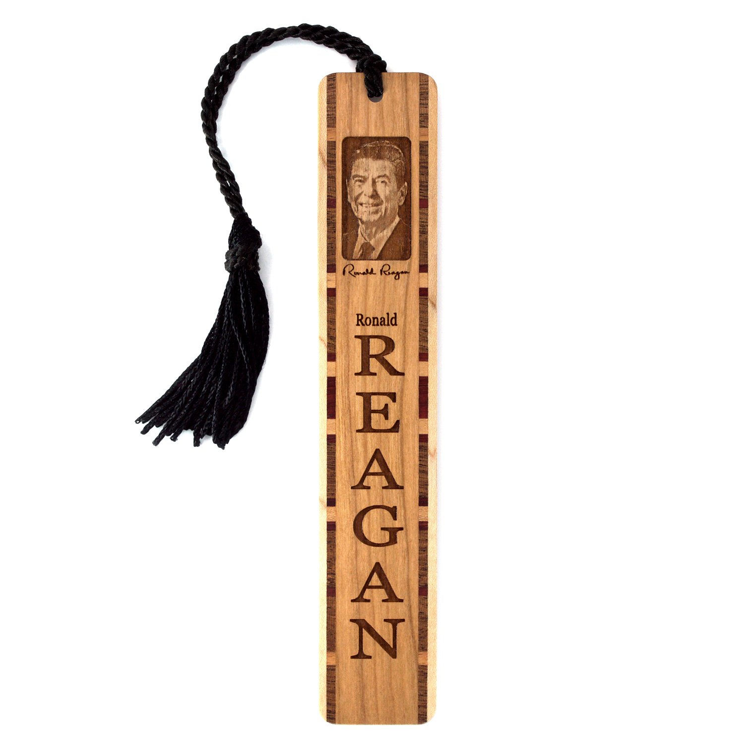 1500x1500 Ronald Reagan Engraved Wooden Bookmark With Black Rope Tassel