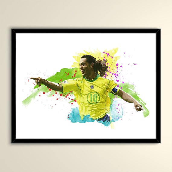 570x570 Ronaldinho Brazil Football Poster Matte Paper Wall Art Print Etsy