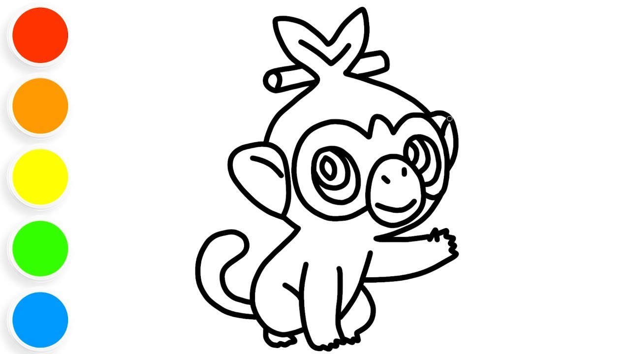 1280x720 Coloring Pokemon Grookey Drawing And Coloring For Kids