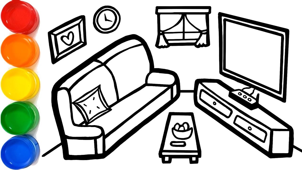 1280x720 Glitter Living Room Heart Coloring And Drawing For Kids, Toddlers