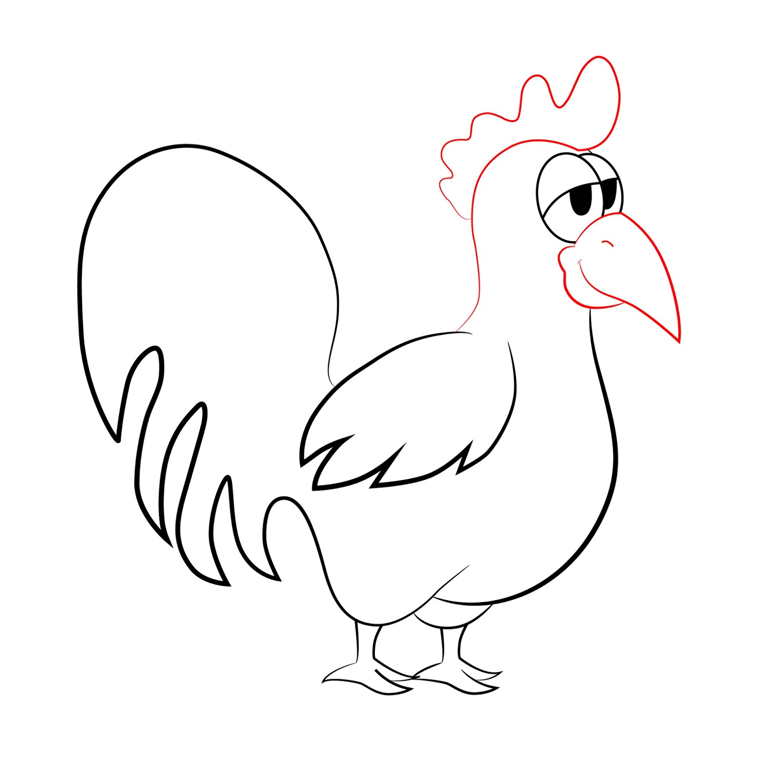 1600x1583 How To Draw A Cartoon Rooster