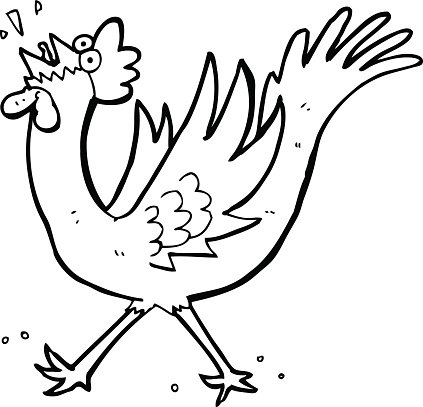 423x407 Line Drawing Cartoon Rooster Premium Clipart