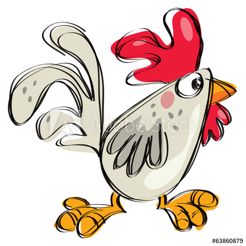 500x500 Cartoon Baby Rooster Naive Childish Drawing Style Isolated White