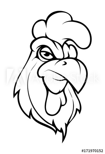 340x500 Rooster Face Mascot Vector Drawing
