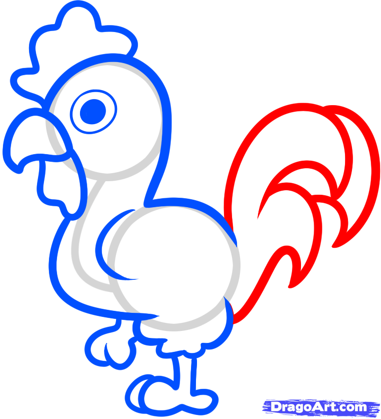 762x837 How To Draw A Rooster For Kids, Step
