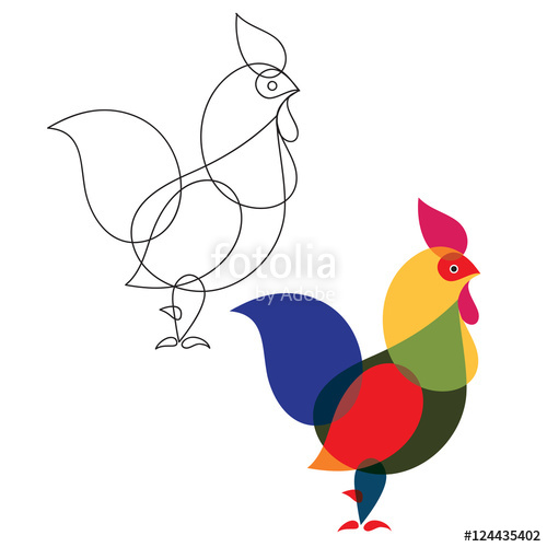 500x500 Outline Drawing Of A Rooster Coloring Vector Image Stock Image