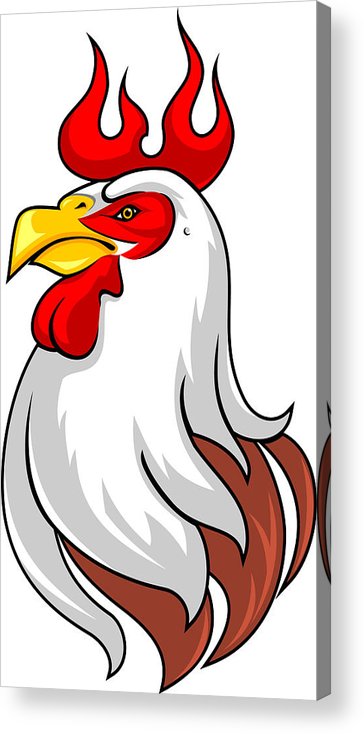 364x734 Fire Rooster Head Mascot Acrylic Print