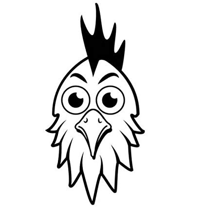 425x425 Rooster Head Car Decal Sticker, White, In, Die Cut