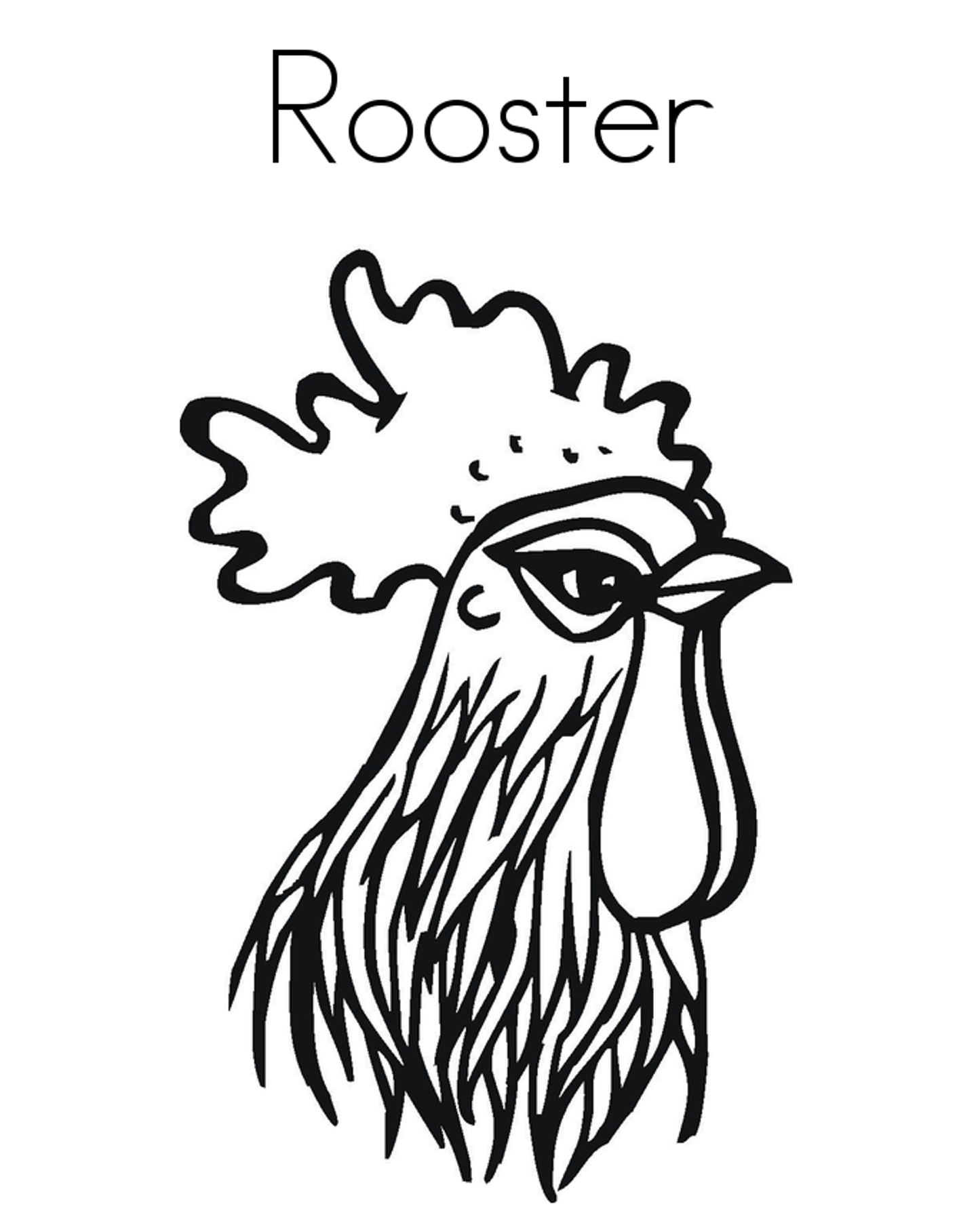 1445x1798 Rooster Head Farm Animal Coloring Pages Animal Coloring Pages