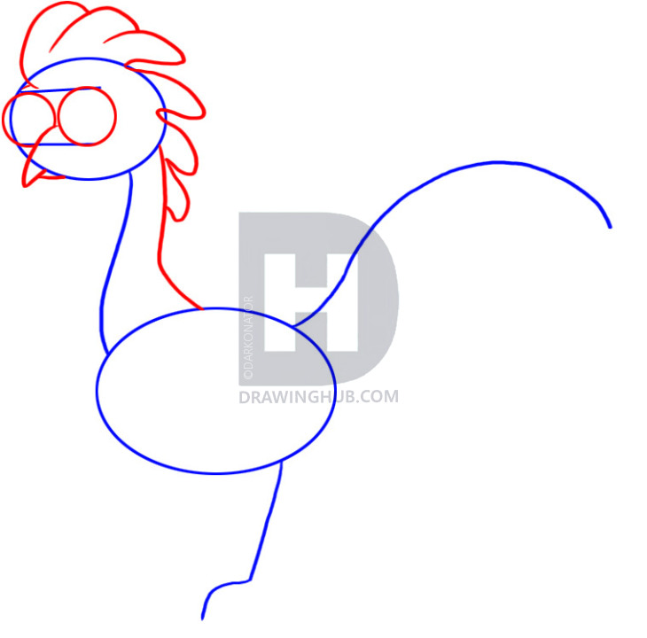 730x720 How To Draw A Cartoon Rooster, Step