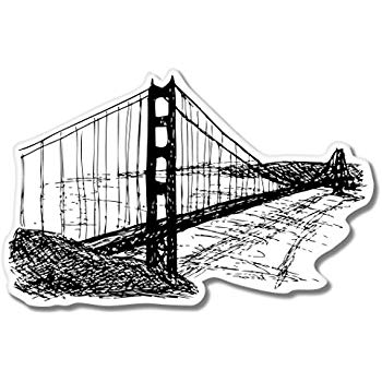 350x350 Golden Gate Bridge Sketch Vinyl Sticker