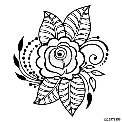 500x500 Mehndi Rosa Flower Pattern For Henna Drawing And Tattoo