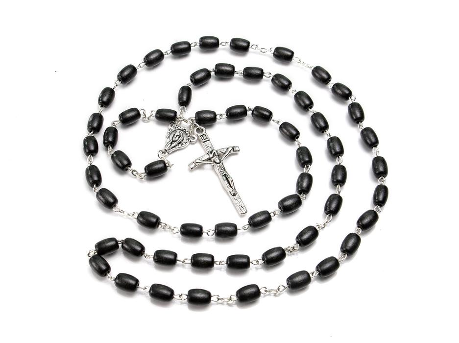 937x700 Black Oval Wood Bead Rosary Catholic Online Shopping