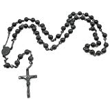 160x160 Mens Stainless Steel With Silver Tone Rosary Chain Necklace Cross