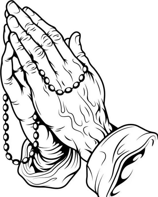 550x686 Hands Rosary Praying Drawing