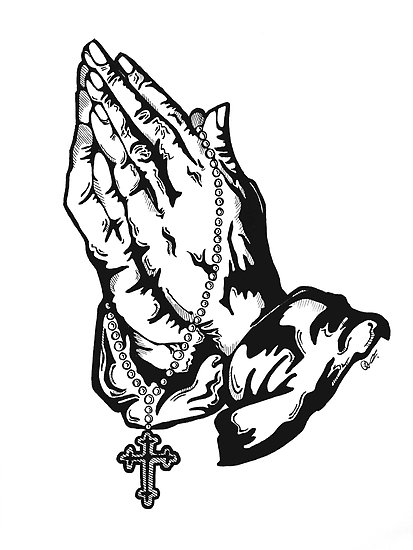 413x550 Praying Hands With Rosary Posters