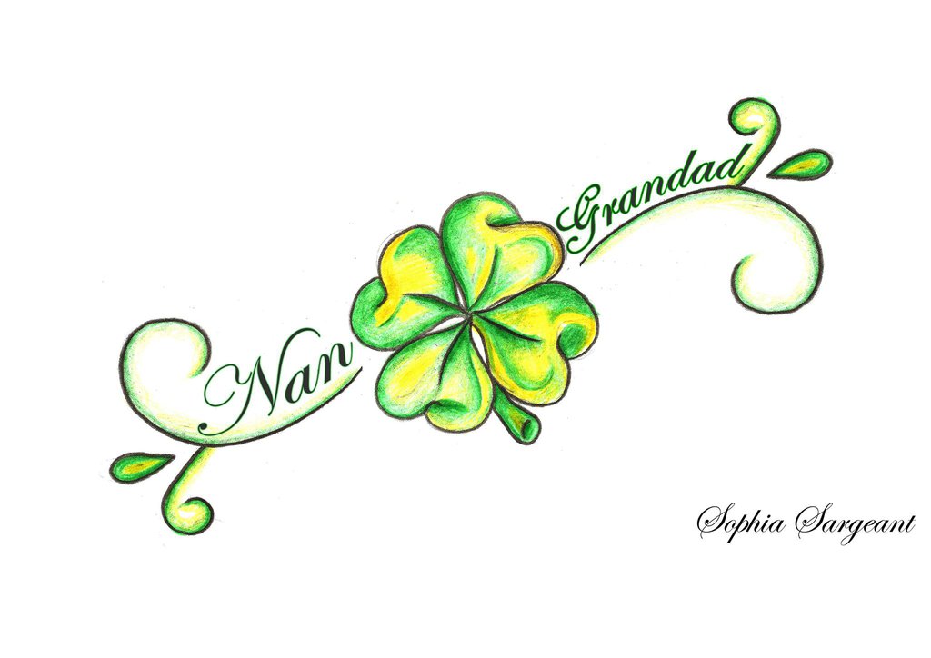 1024x724 Nan Grandad Clover Tattoo Design Flash