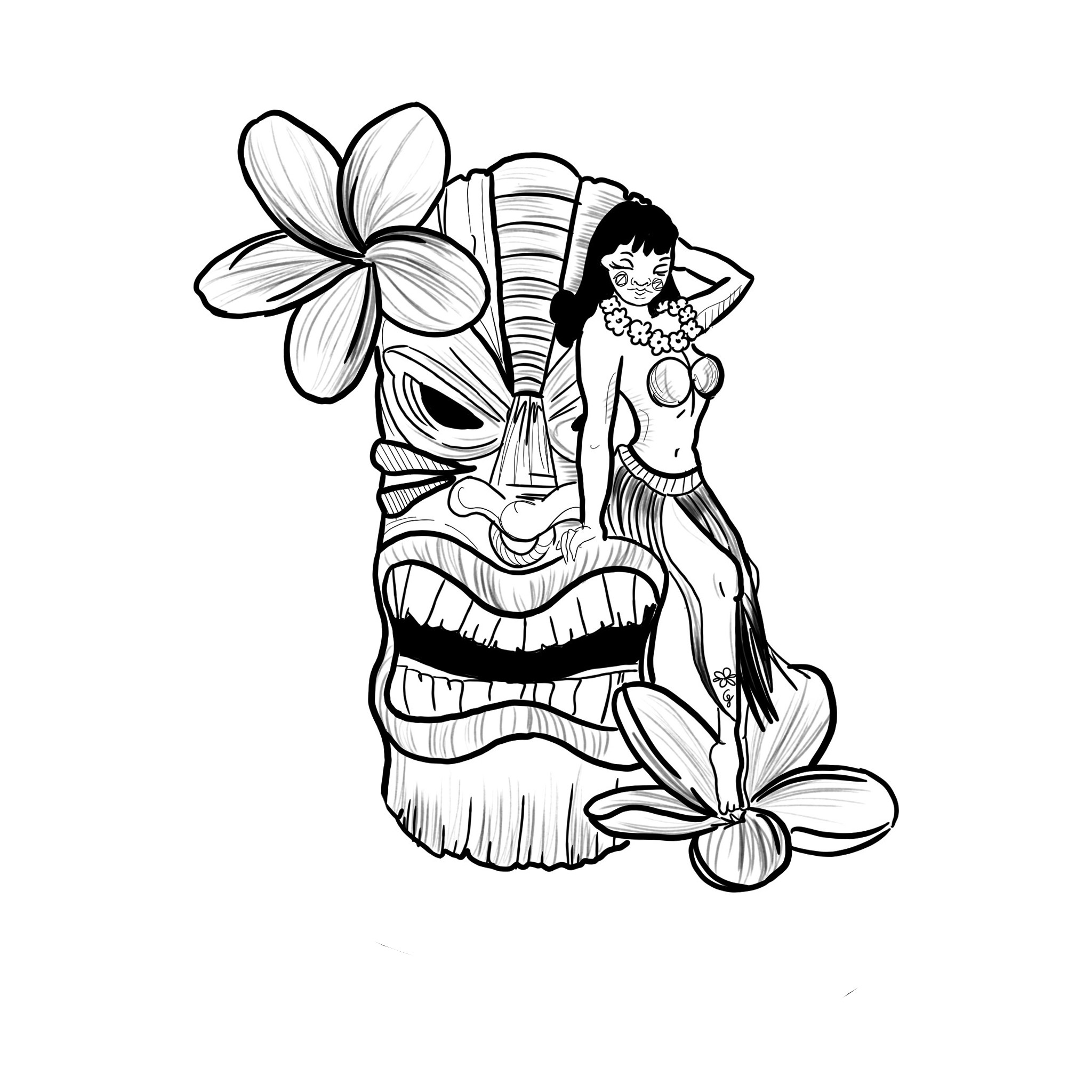 2048x2048 Tiki Drawing Tattoo Stencil For Free Download