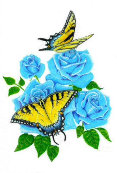 407x600 Butterfly Flower Drawings