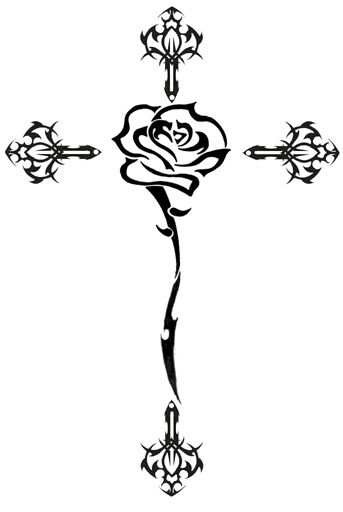 343x512 Cross With A Rose Tattoo The Body Is A Canvas Rose Tattoos