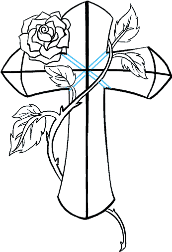 346x505 Download Hd How To Draw A Cross With A Rose In A Few Easy Steps