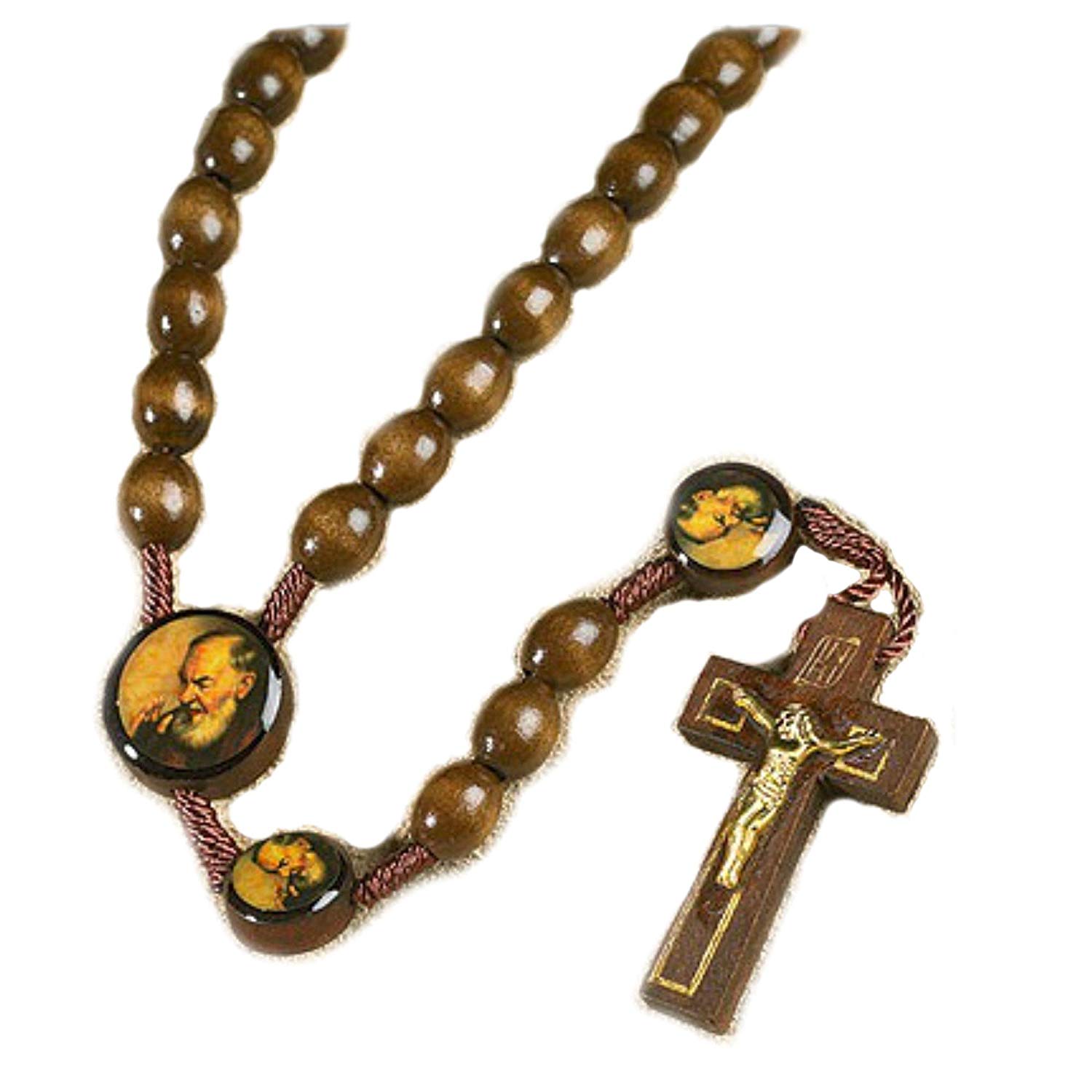 1500x1500 Saint St Padre Pio Pietrelcina Wood Bead Cord