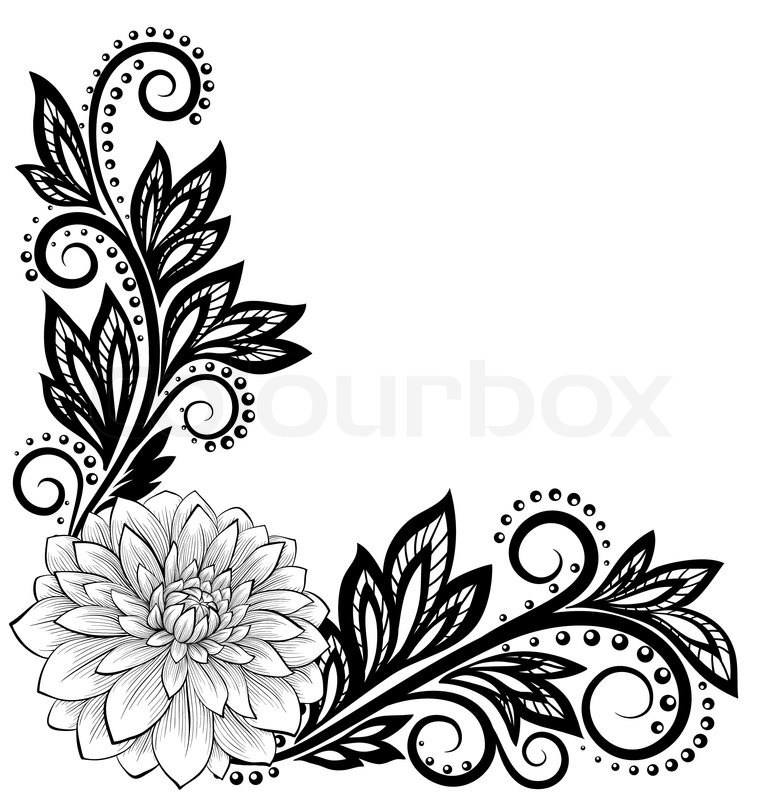 780x800 Rose Border Corner Drawing