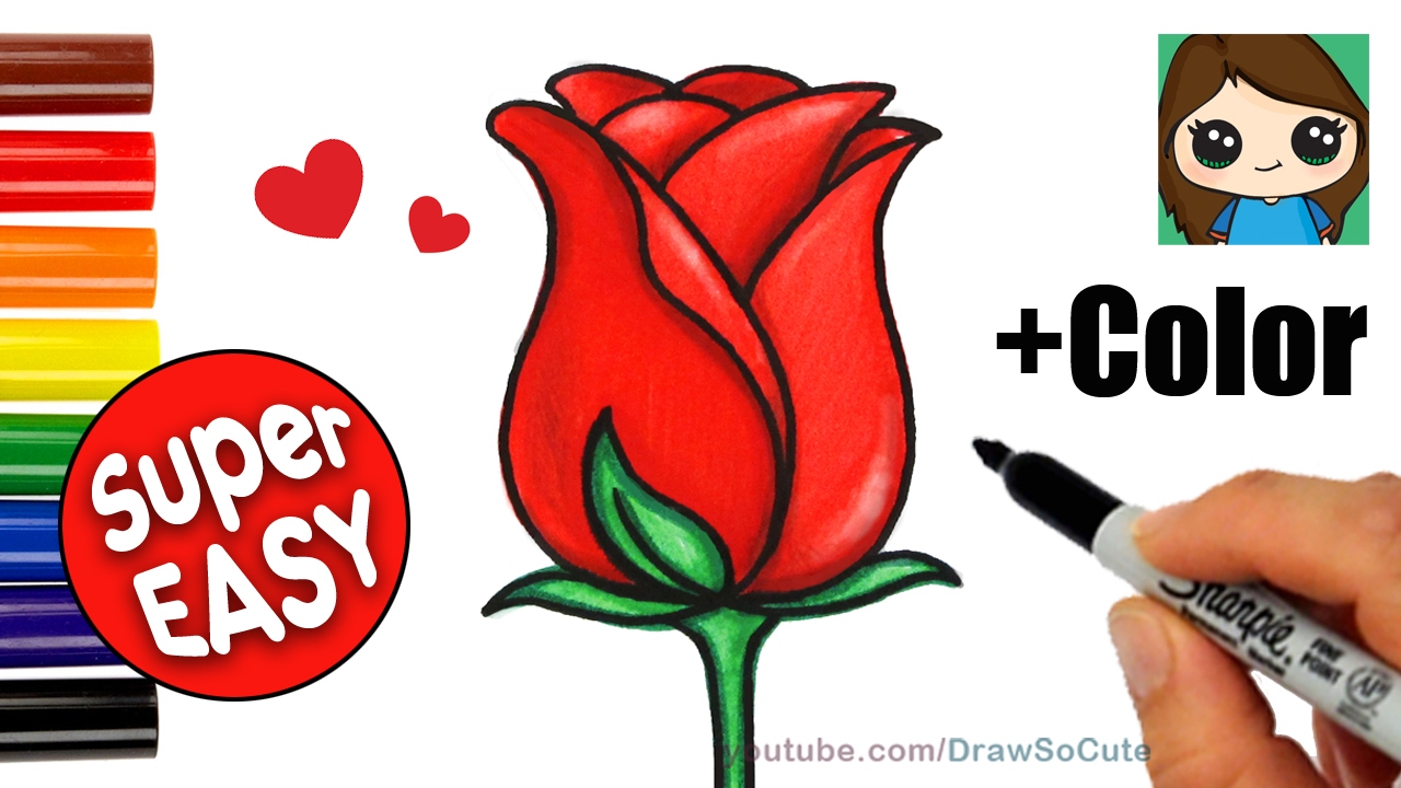1280x720 Rose Bud Drawing Kids Youtube