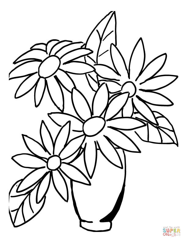 612x792 Excellent How To Draw A Bouquet Of Flowers In Vase Flower Coloring
