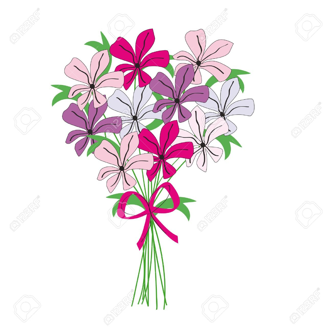 1300x1300 Bunch Of Flower Colour Drawing Bouquet Of Flowers Drawing Colored