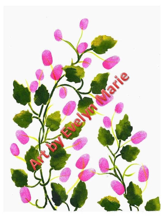 570x760 Thumb Print Tree Thank You Gift Wedding Pink Rose Bud Instant