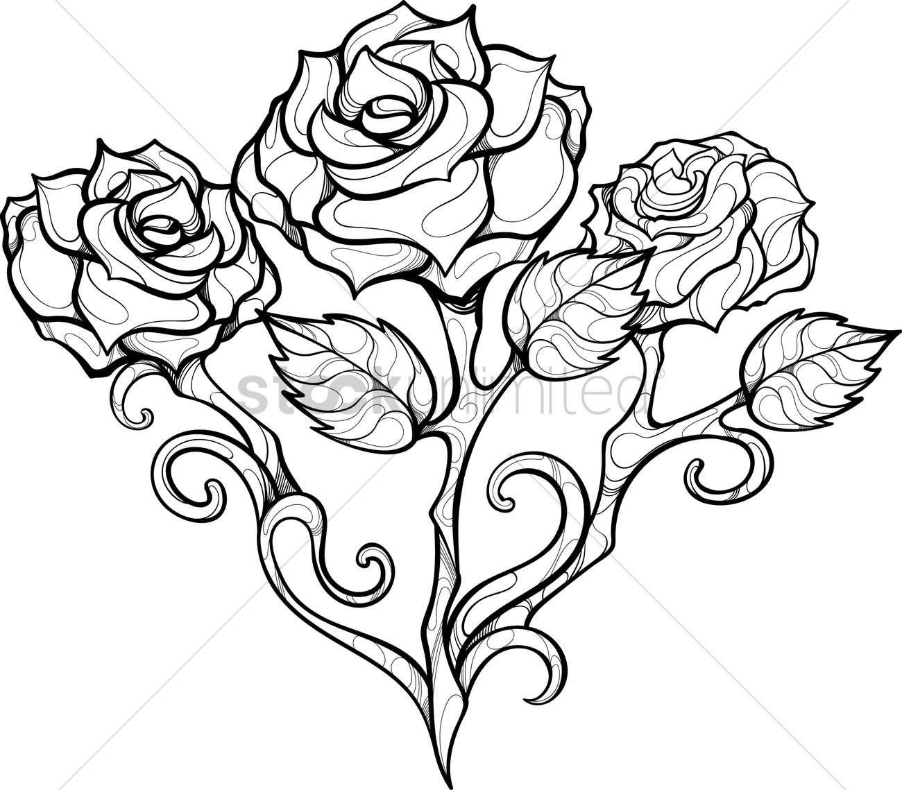 1300x1139 Rose Design Vector Image