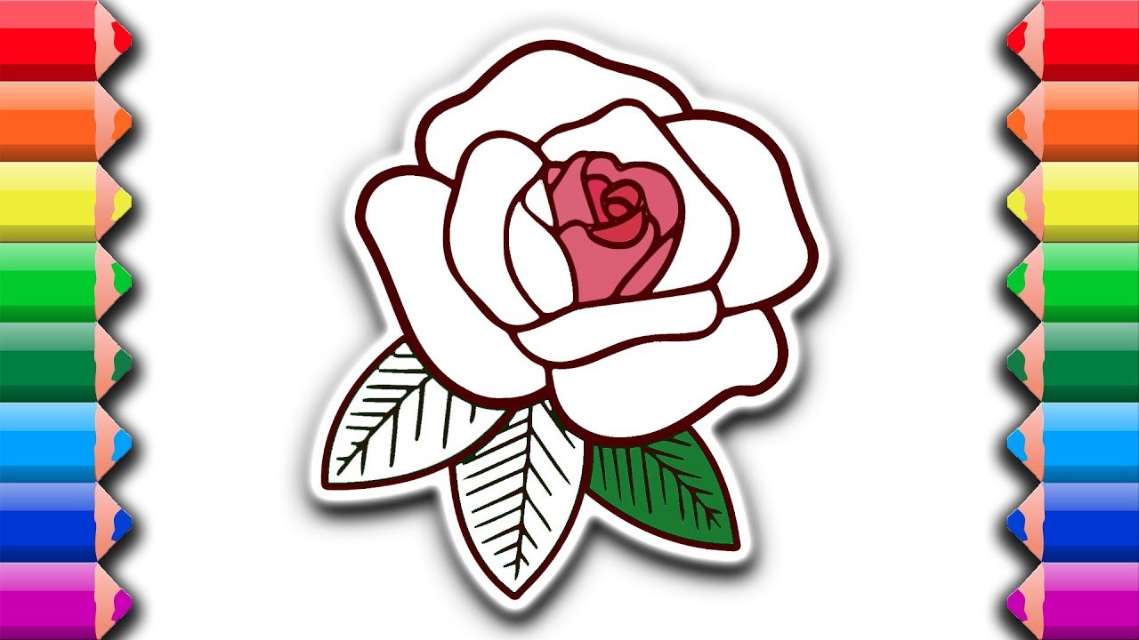 1280x720 How To Draw And Color Red Rose Flower Drawing Coloring Pages
