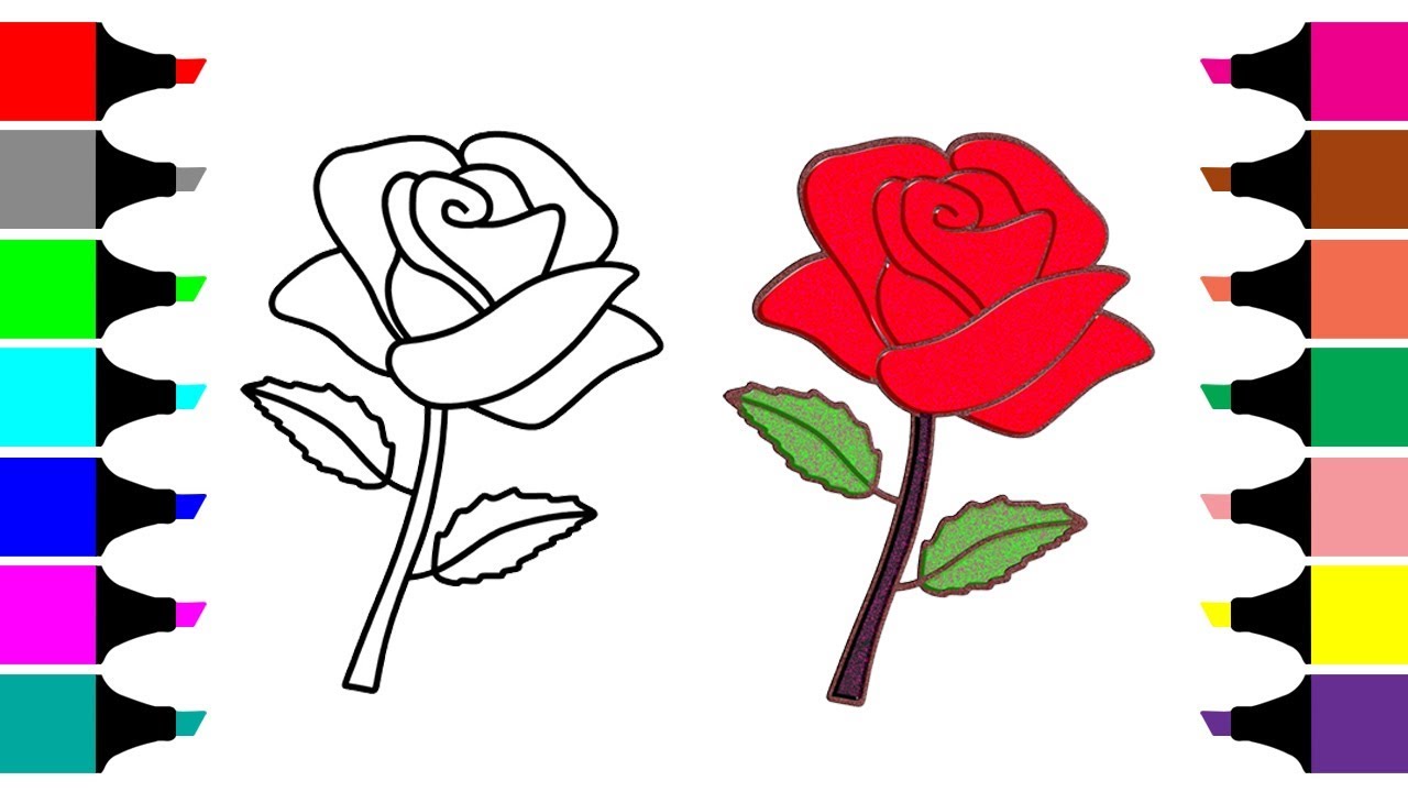 1280x720 Glitter Flowers Drawing And Coloring How To Draw A Rose Mirza