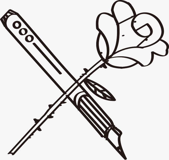 650x617 Pen Rose Vector Image